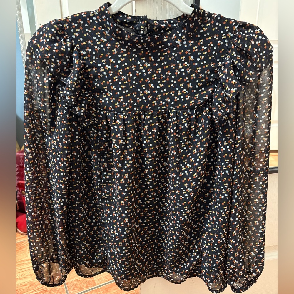 Madewell Black Floral Top